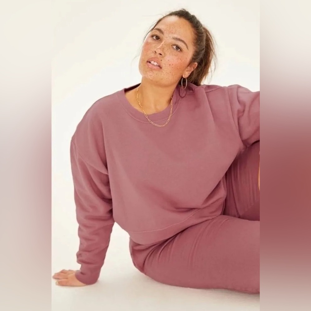 Girlfriend Collective Mauve 50/50 Crewneck Sweatshirt